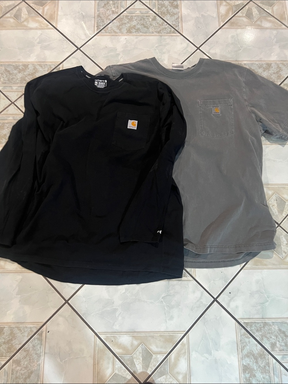 Carhartt Men's Long-Sleeve Pocket Tees — Black & Gray